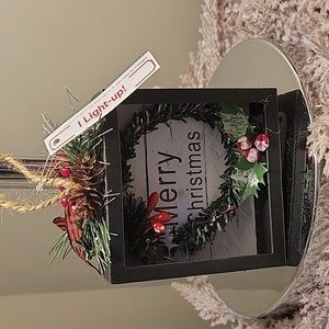 NEW Box Of 6 (SIX) 4" x 1" Merry Christmas Shadow Box Light up Hanging Ornament